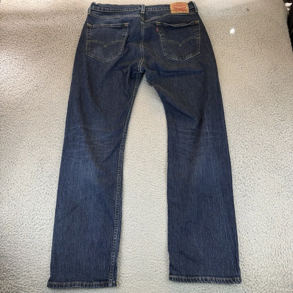 Levi's‎ Mens 505 Regular Fit Jeans Dark Wash Blue Jeans 36 x 32